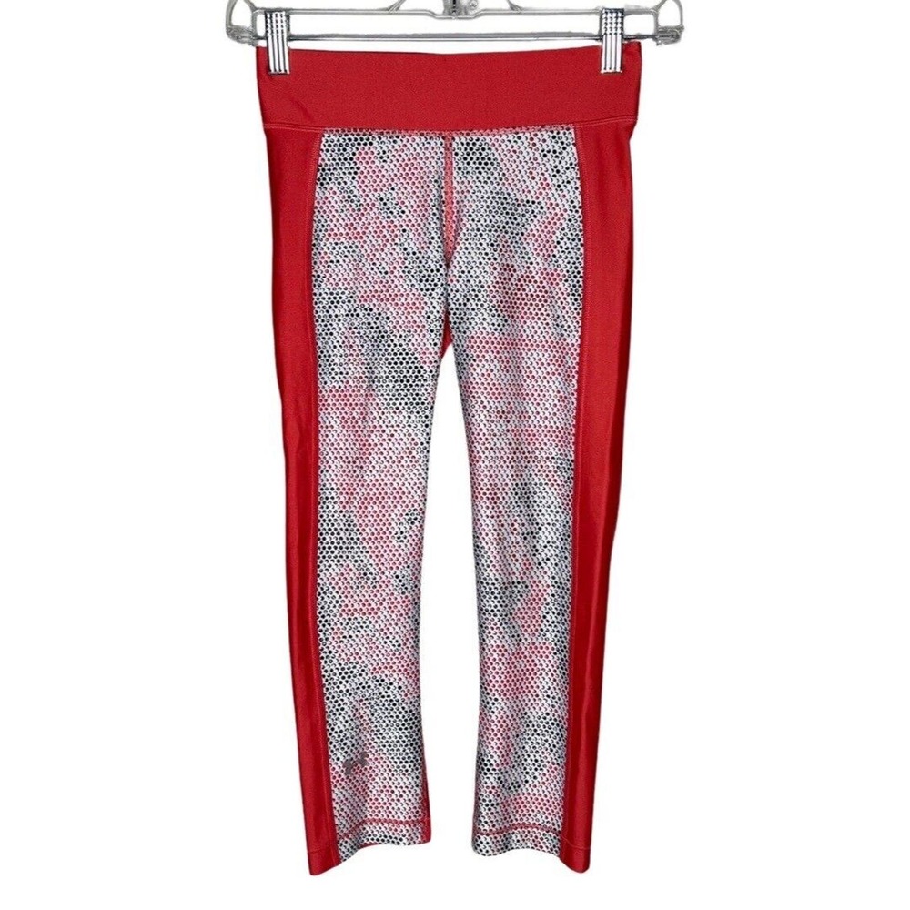 Under Armour Pants Women Small Coral Compression HeatGear Printed Capri Leggings